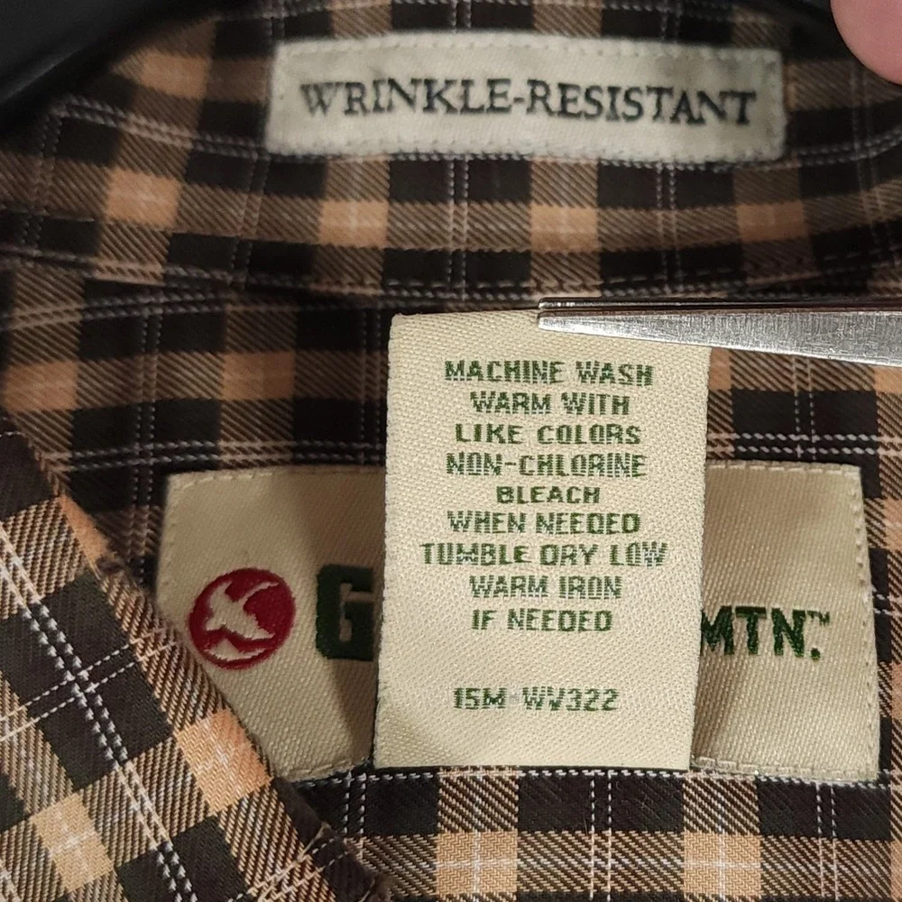 Gander Mountain Shirt Mens Large Plaid Button Chest Pocket Long Sleeve Outdoor